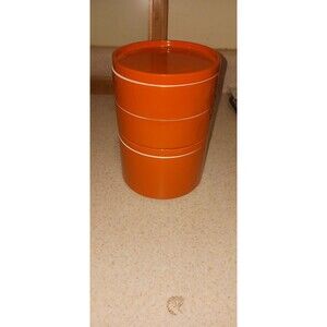 Pottery Barn Orange Enameled Wood Storage Tower Retro Look